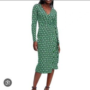 Diane Von Furstenberg Emerald Patterned Long Sleeve Dress